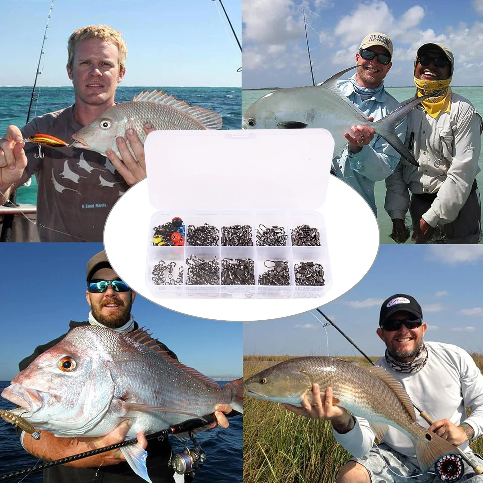 115개 낚시 스위블 커넥터 키트(박스 포함) - 볼  - Fishing Lure Kit 리뷰 및 가격