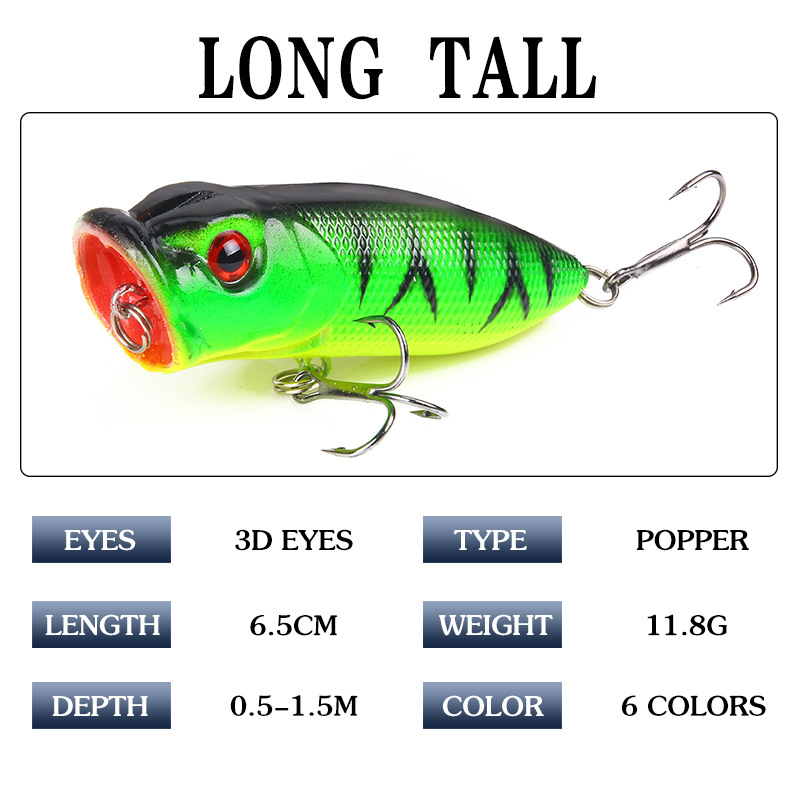 6개입 6색상（opp 봉투）/5개입 5색상（상자 포함） - Fishing Lure Popper 리뷰 및 가격